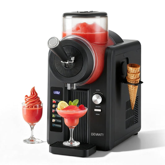 Devanti 2L Slushie Machine Ice Cream Maker Frozen Smoothies Milkshakes Black-1