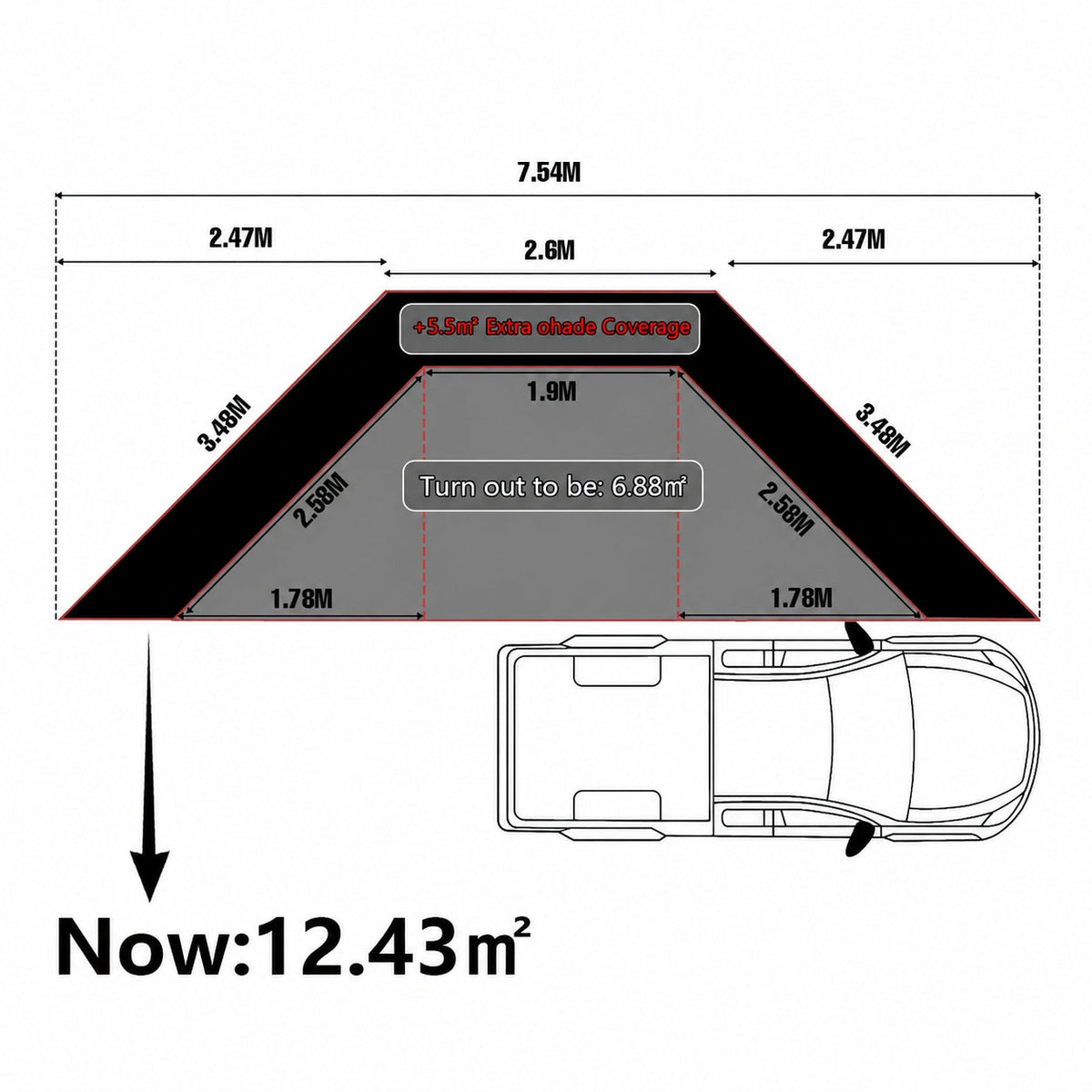 OPENROAD 180 Degree XL Awning Free Standing (ETA OCTOBER 19TH)
