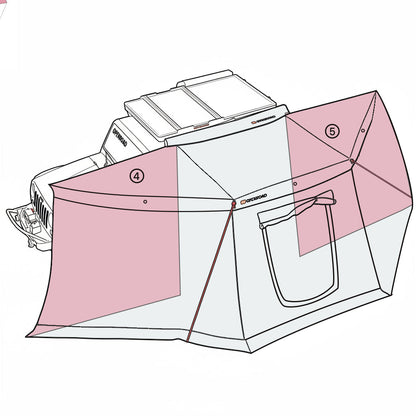 OPENROAD 180 Degree Awning Free Standing Side Walls