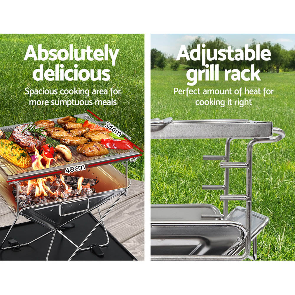 NNEDSZ  Camping Fire Pit Portable Folding Stainless Steel Stove Outdoor Pits-2