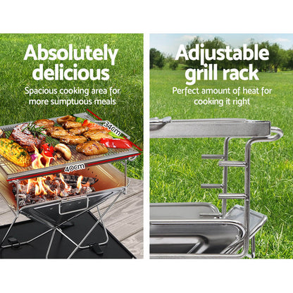 NNEDSZ  Camping Fire Pit Portable Folding Stainless Steel Stove Outdoor Pits-2