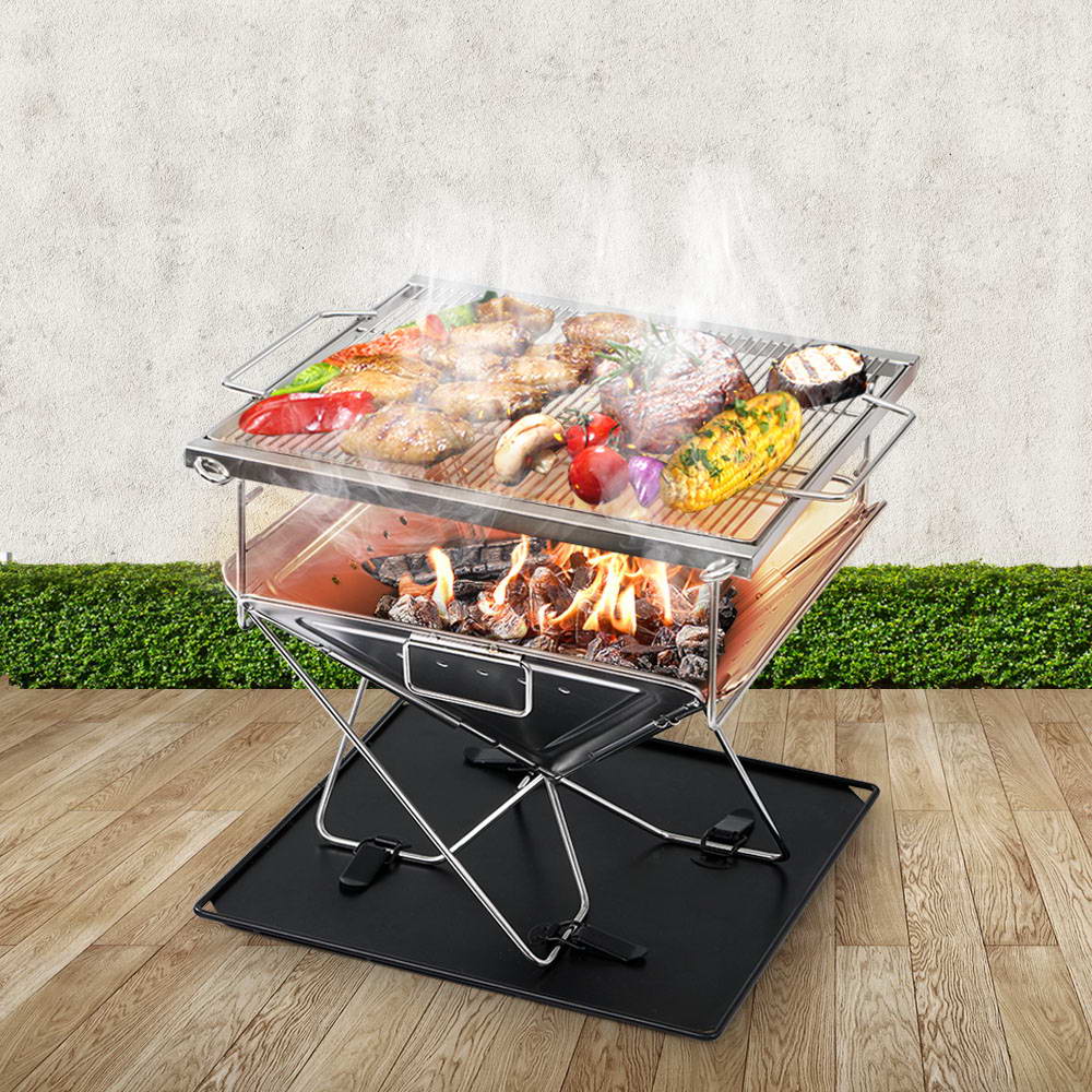 NNEDSZ  Camping Fire Pit Portable Folding Stainless Steel Stove Outdoor Pits-3