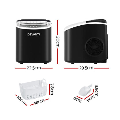 Devanti 12kg Portable Ice Cube Maker Machine