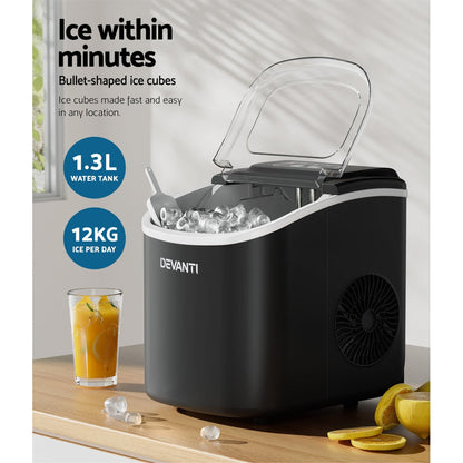 Devanti 12kg Portable Ice Cube Maker Machine