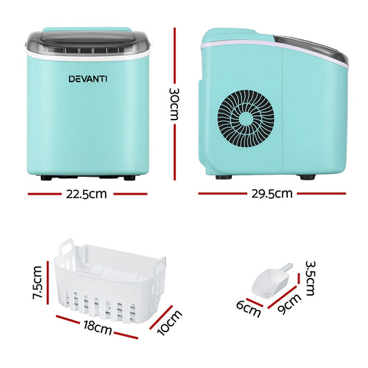 Devanti 12kg Portable Ice Cube Maker Machine