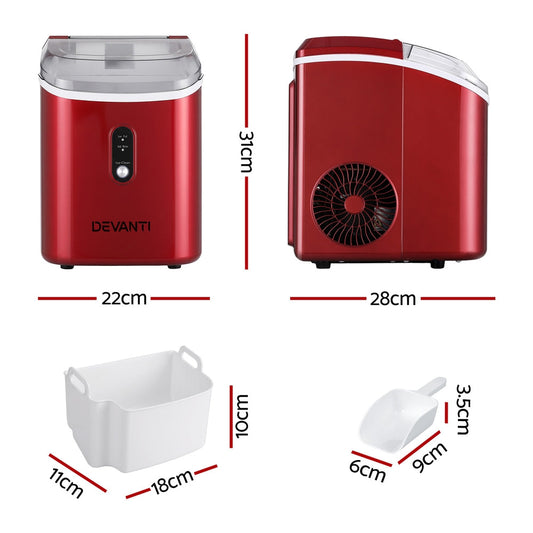 Devanti 15kg Portable Ice Cube Maker Machine