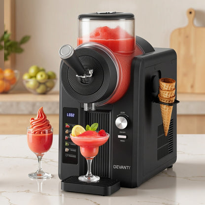 Devanti 2L Slushie Machine Ice Cream Maker Frozen Smoothies Milkshakes Black-0