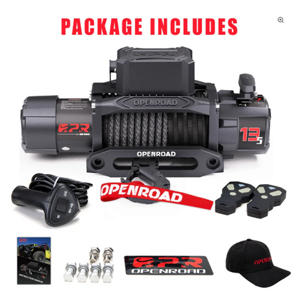 OPENROAD 13,500lb Electric Winches with Synthetic Rope