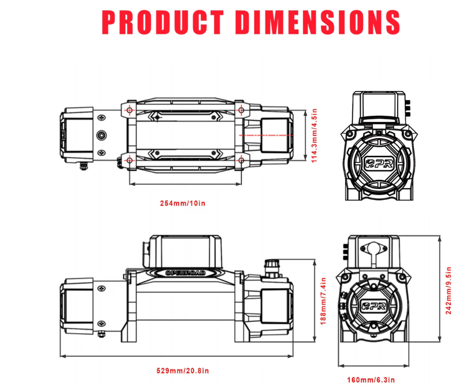 OPENROAD 13,500lb Electric Winches with Synthetic Rope