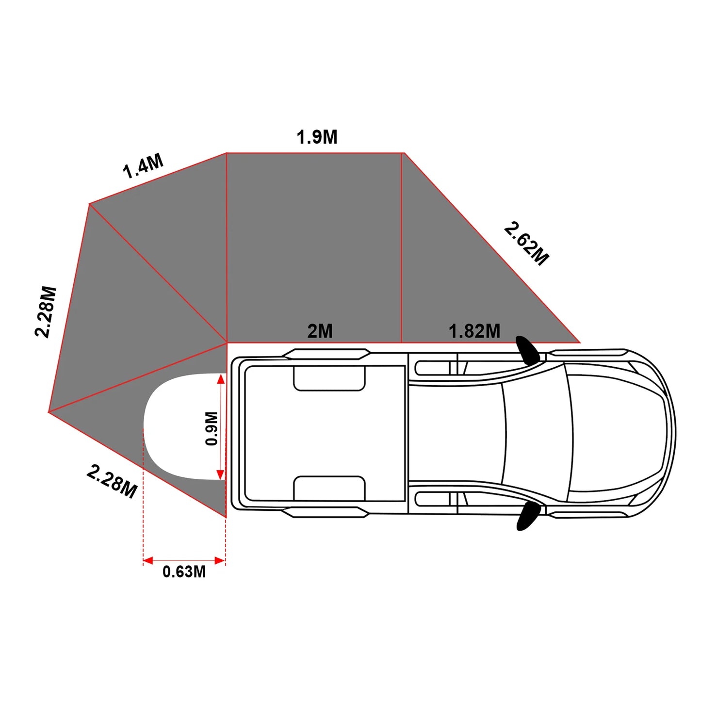 OPENROAD 270 Degree Awning Plus With Zippered D-Door