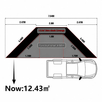 OPENROAD 180 Degree XL Awning Free Standing