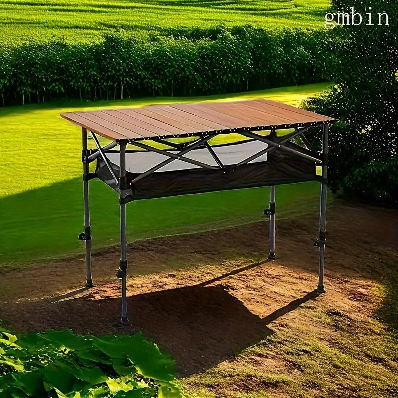 NNETM Adjustable Height Folding Camping Table-1